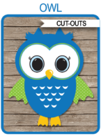 Owl Party Cutouts Decoration – blue