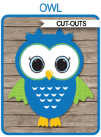 Owl Party Cutouts Decoration – blue