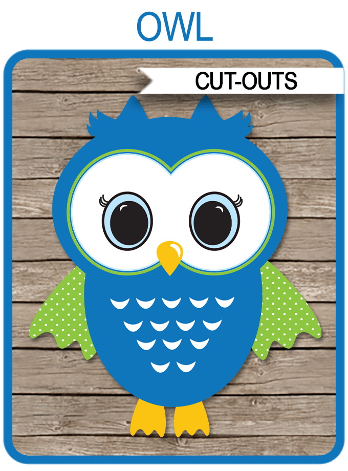 Owl Decoration Cutout Templates Printable Birthday Party Baby Shower