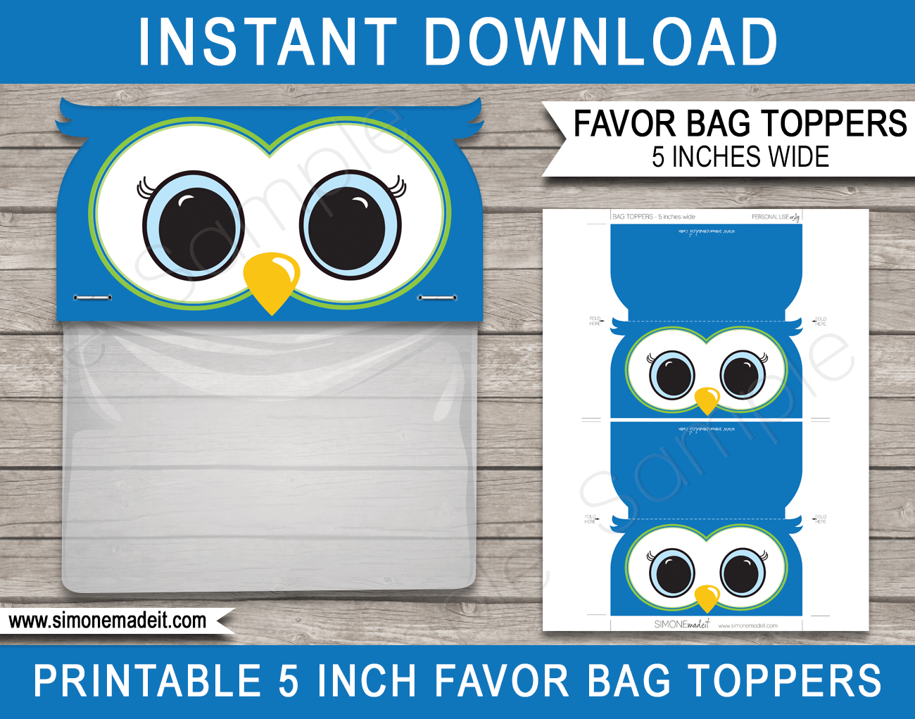 Printable Owl Party Favor Bag Toppers Template | Baby Shower or Birthday Party Favors | $3.00 INSTANT DOWNLOAD via SIMONEmadeit.com