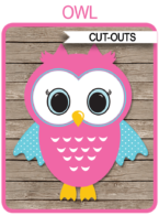 Owl Party Cutouts Decoration – pink