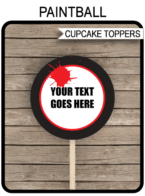 Paintball Cupcake Toppers Template