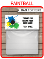 Paintball Party Favor Bag Toppers template