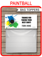 Printable Paintball Party Favor Bag Toppers Template | Birthday Party Favors | $3.00 INSTANT DOWNLOAD via SIMONEmadeit.com