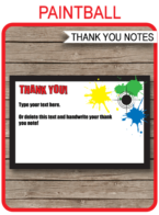 Paintball Party Thank You Cards template