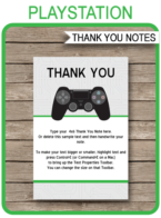 Playstation Party Thank You Cards template – green