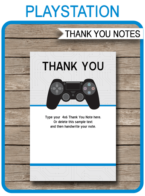 Playstation Party Thank You Cards template – blue