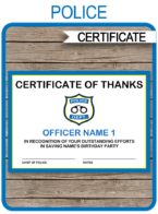 Police Officer Certificate template