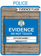 Printable Police Evidence Flags Template | Police Theme Birthday Party Decorations for kids | Editable CSI Crime Scene Printable | Detective | Instant Download via SIMONEmadeit.com