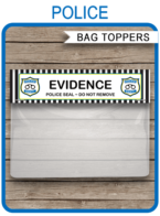 Police Party Favor Bag Toppers template – 6.5 inch wide