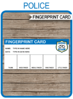 Police Party Fingerprinting Card template