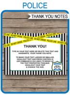 Police Party Thank You Note Cards