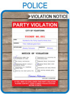 Fake Printable Police Party Violation Notice Template | Police Theme Birthday Party Games or Decorations | $3.00 INSTANT DOWNLOAD via simonemadeit.com