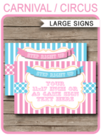 Printable Carnival Birthday Game Signs | Editable Text | Editable DIY Template | Circus Theme Party Decorations | $4.00 Instant Download via SIMONEmadeit.com