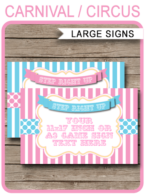 Printable Carnival Birthday Game Signs | Editable Text | Editable DIY Template | Circus Theme Party Decorations | $4.00 Instant Download via SIMONEmadeit.com