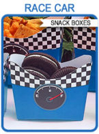 Blue Printable Race Car Party Snack Boxes | Birthday Party Food Ideas | DIY Template | via SIMONEmadeit.com
