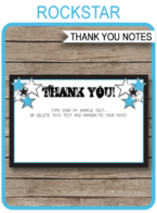 Printable Rockstar Birthday Party Thank You Cards Template - Favor Tags - Karaoke theme - Editable Text - Instant Download via simonemadeit.com