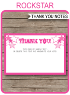 Rockstar Party Thank You Cards template – pink