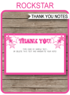 Printable Rockstar Thank You Cards Template - Birthday Party Favor Tags - Karaoke theme - Editable Text - Instant Download via simonemadeit.com