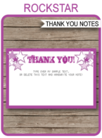 Rock Star Party Thank You Cards template – purple