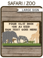 Safari Party Sign – 11×17 inch + A3