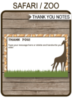 Safari Party Thank You Cards template