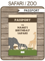 Printable Animal Safari Passport Invitation Template with Photo | Zoo, Jungle Theme Birthday Party | Kids Passport Invite | DIY Editable Text | INSTANT DOWNLOAD via simonemadeit.com
