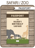 Printable Animal Safari Passport Invitation Template with Photo | Zoo, Jungle Theme Birthday Party | Kids Passport Invite | DIY Editable Text | INSTANT DOWNLOAD via simonemadeit.com