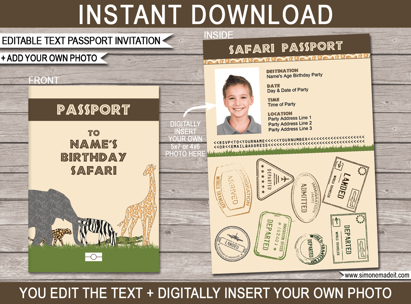 Printable Safari Passport Invitation Template | Animal Zoo Jungle Birthday  Party Invites