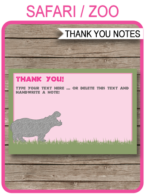 Safari Party Thank You Cards template – pink