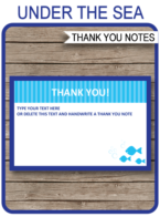 Under The Sea Party Thank You Cards template