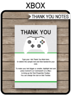 Printable Xbox Thank You Cards - Video Game Birthday Party theme - Editable Template - Instant Download via simonemadeit.com