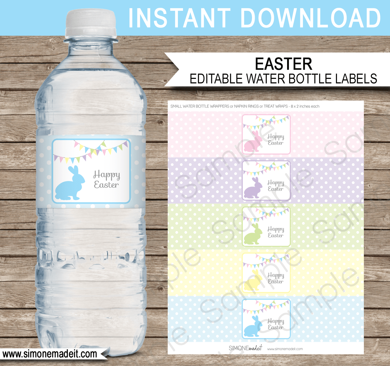 Printable Easter Water Bottle Labels Template | Party Decorations | DIY Editable Text | $3.00 INSTANT DOWNLOAD via SIMONEmadeit.com