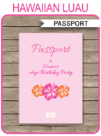 Luau Party Passport Invitations template