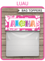 Luau Party Favor Bag Toppers
