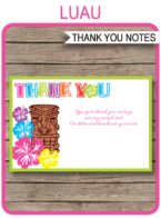 Luau Party Thank You Cards template