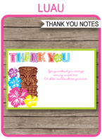 Printable Luau Birthday Party Thank You Cards Template - Editable Text - Instant Download via simonemadeit.com