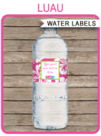 Printable Luau Party Water Bottle Labels Template | Birthday Party Decorations | DIY Editable Text | $3.00 INSTANT DOWNLOAD via SIMONEmadeit.com