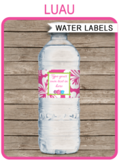 Printable Luau Party Water Bottle Labels Template | Birthday Party Decorations | DIY Editable Text | $3.00 INSTANT DOWNLOAD via SIMONEmadeit.com