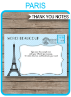 Paris Party Thank You Cards template – blue