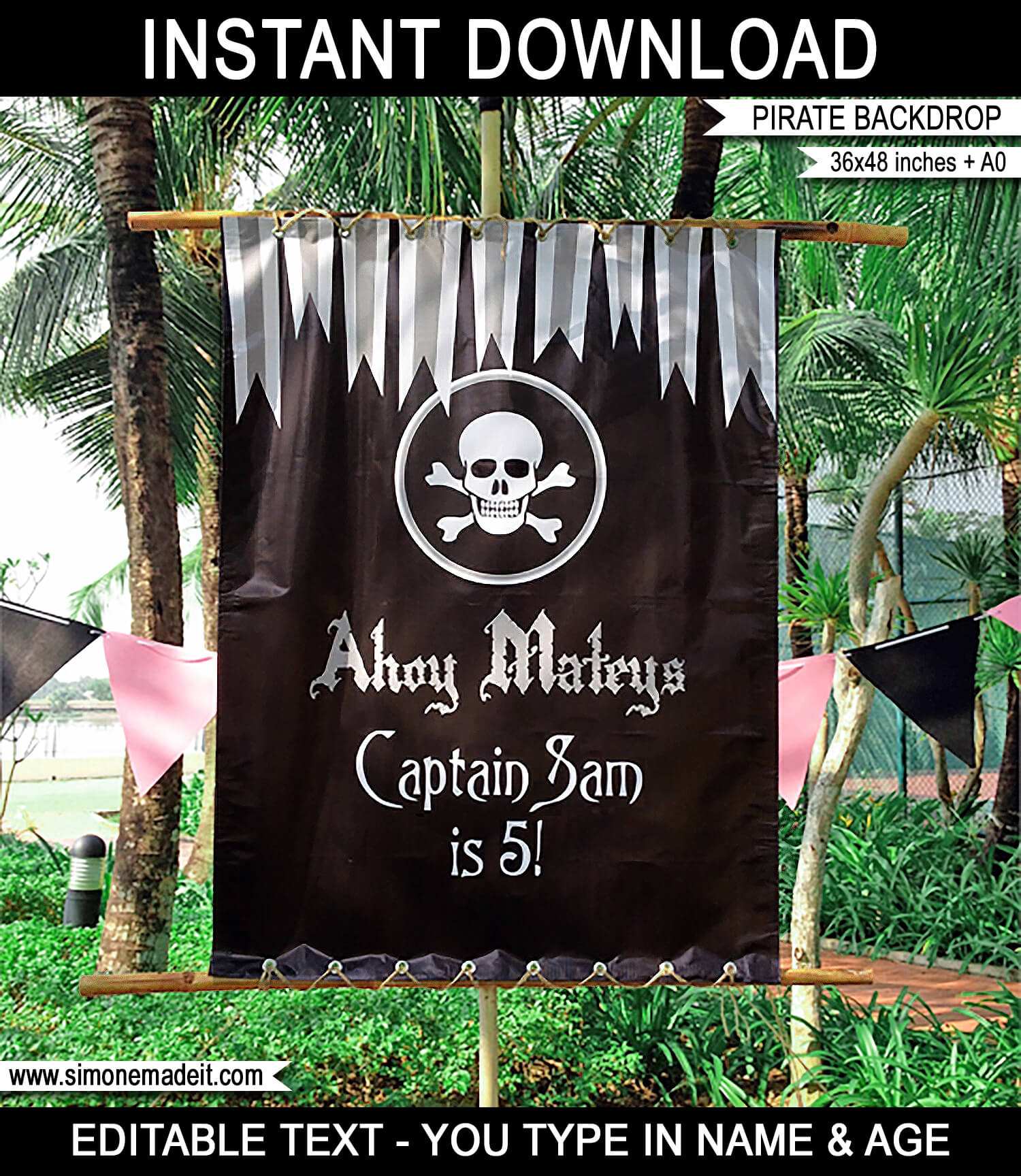 Printable Pirate Party Welcome Sign Backdrop