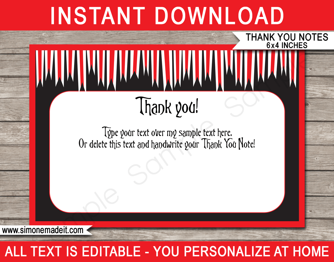 Printable Pirate Party Thank You Cards Template - Pirates Birthday theme - Editable Text - Instant Download via simonemadeit.com