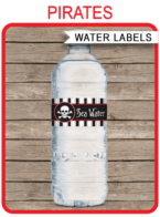 Printable Pirate Party Water Bottle Labels Template | Napkin Wraps | Treat Wraps | DIY Editable | INSTANT DOWNLOAD via simonemadeit.com