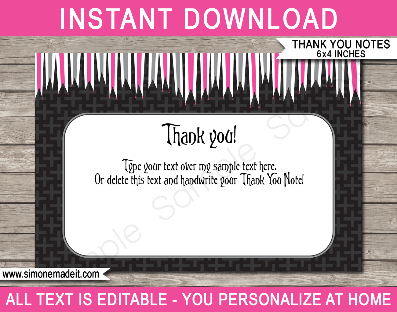 Printable Pirate & Princess Party Thank You Cards Template - Birthday Theme - Editable Text - Instant Download via simonemadeit.com