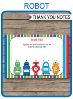 Robot Party Thank You Cards template