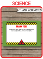 Printable Mad Science Party Thank You Cards Template - Scientist Birthday theme - Editable Text - Instant Download via simonemadeit.com