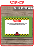 Printable Mad Science Party Thank You Cards Template - Scientist Birthday theme - Editable Text - Instant Download via simonemadeit.com