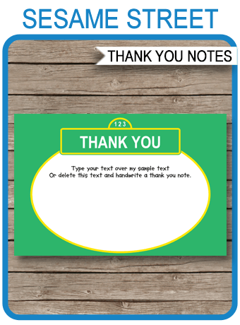 sesame street thank you cards template printable birthday party pdf