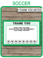 Soccer Party Thank You Cards template – green