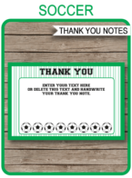 Soccer Party Thank You Cards template – green